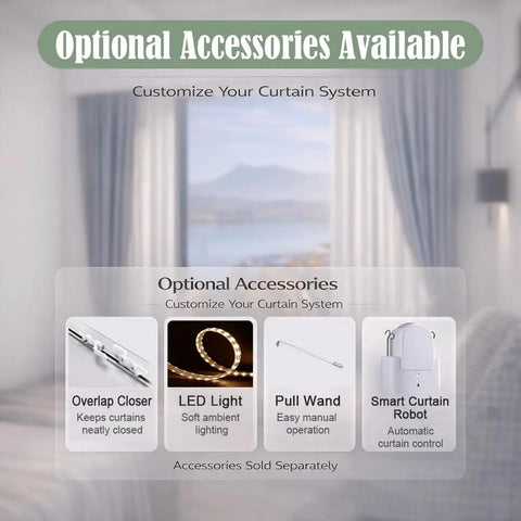 Three In One Curtain Track System With Rod, Valance, And Light Belt, Ceiling Mount Or Optional Install, Quiet Smooth Pulleys For No Fuss Operation, No Drama Noise, Pure White Finish, Ideal Living Room Or Bedroom Room Divider Solution with optional accessories
