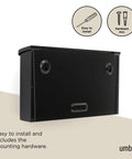 Postino Wall Mount Mailbox In Brushed Stainless Steel With Hinged Lid, Weatherproof And Dope Envelope-Inspired Front Door Mailbox for easy installation display.