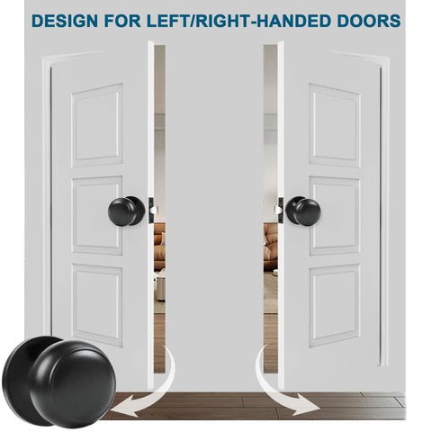 Passage Door Knobs 3 Pack Dope Matte Black Interior Round Door Handles Non Locking for Hallways and Closets Keyless Reversible