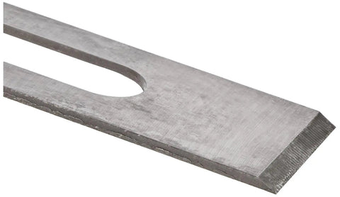 Replacement Block Plane Iron Blade 34mm for Hand Planes, flat ground silver finish, angled edge view