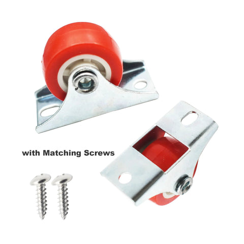 1 Inch Rigid Plate Caster Wheels No Brake For Furniture 6 Pack With Free Screws Red PVC Screw Or Bolt Mount No Stem