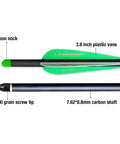 Carbon Crossbow Bolts 20 Inch Arrows With Fletched 4 Inch Vanes Field Point Pack Of 12 For Target Practice, shown with details labeled
