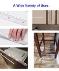 Image showing various uses of 14 Pack Slick Crystal Clear Plastic Slip On Edge Guards 16.5 Inches Long for cabinets, tables and drawers.