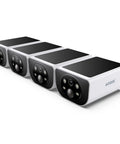 Four-pack of Solar Powered Outdoor Security Camera With 2K Video, No Wires, AI Motion Detection And Siren, Color Night Vision