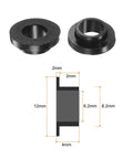12 Piece Flanged Sleeve Bearings Nylon Bushings For Shafts 6.2mm Bore 8.2mm OD 4mm Length Black Self Lubricating No Oiling Needed with dimensions