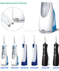 3V Water Flosser Charger Replacement For WP360 WP450 WP462 with 5 ft cable and 2 prong connector, compatible flosser models shown