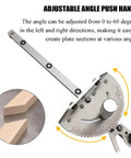 Adjustable angle push handle of Precision Table Saw Miter Gauge With Repeat Cut Flip Stop for woodworking, showing material and angle settings.