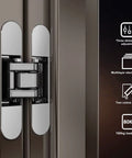 Close-up of 2 Pack Hidden Door Hinges 7 Inch Heavy Duty 180 Degree Swing 3D Concealed Cross Hinge Zinc Alloy