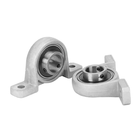 Four Pack Flange Mounted Pillow Block Bearings KP003 Self Aligning Zinc Alloy Plummer Block Bearing Bore 17mm For 17mm Diameter Linear Shaft Rod Built Tough For Heavy Duty Use displayed from side view