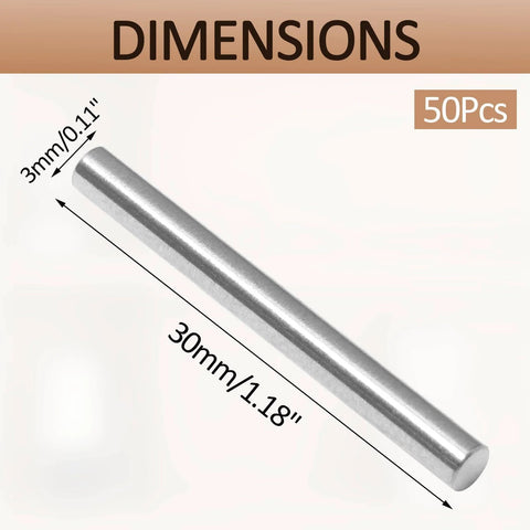 M3 X 30mm Stainless Steel Dowel Pins 50 Pack Heavy Duty Shelf Support Pegs For Cabinets Shelves And Furniture Fixings