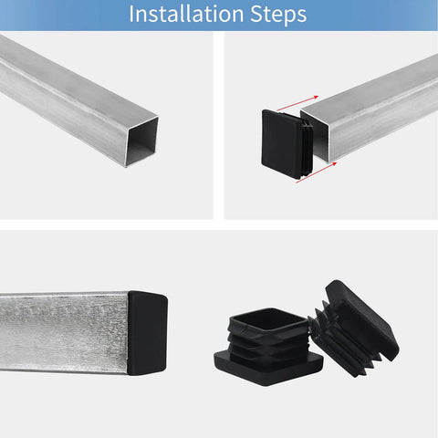 12 Pack 1 Inch 1x1 Square Tube End Caps Plastic Plugs For Square Tubing Black Durable Fitting Installation Steps