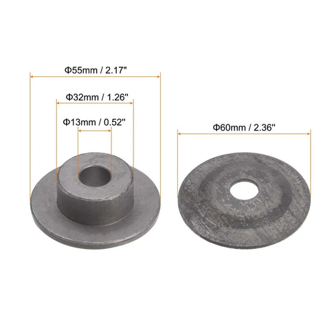 Two Pack Bench Grinder Arbor Washer Flange Set Pro Grade Carbon Steel Durable 1.26 Inch Od 0.52 Inch Id 2.17 Inch Arbor Diameter