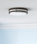 Jordan 14 Inch LED Flush Mount In Satin Bronze With Opal Glass Diffuser, Dimmable From Fifteen To One Hundred Percent, 1700 Lumens
