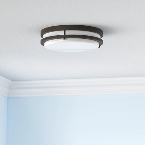 Jordan 14 Inch LED Flush Mount In Satin Bronze With Opal Glass Diffuser, Dimmable From Fifteen To One Hundred Percent, 1700 Lumens