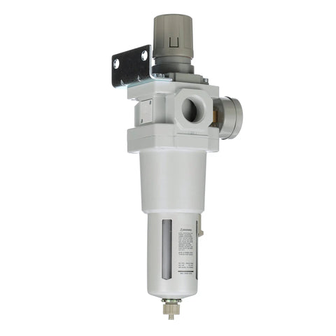 Saw600 N06BG Compressed Air Filter Regulator Piggyback Combo with poly bowl and bracket, 3/4 inch NPT, manual drain, 0-150 PSI