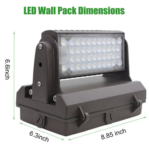 Beefy 80W Rotatable LED Wall Pack Light With 5000K Cool White, 11200 Lumens, dimensions: 8.85x6.3x6.6 inches
