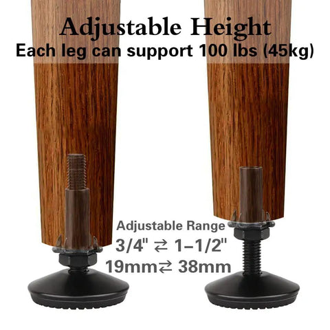 4 Pack M10 Adjustable Leveling Feet for Cabinets, Tables and Chairs, heavy duty self leveling furniture levelers with T Nut