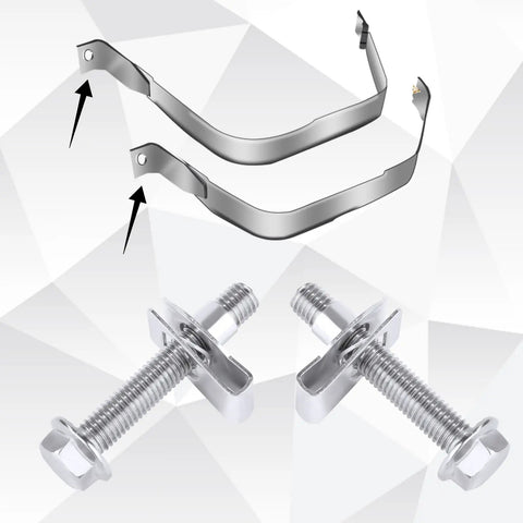 Rugged 304 Stainless Fuel Tank Strap Bolts Kit With Locking Nuts, shown with bolts and nuts combination for Silverado 1999-2021