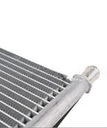 Close-up view of Premium Aluminum Battery Coolant Radiator Assembly For Tesla Model X Direct Replacement 2016 Through 2021, showcasing durable fins.