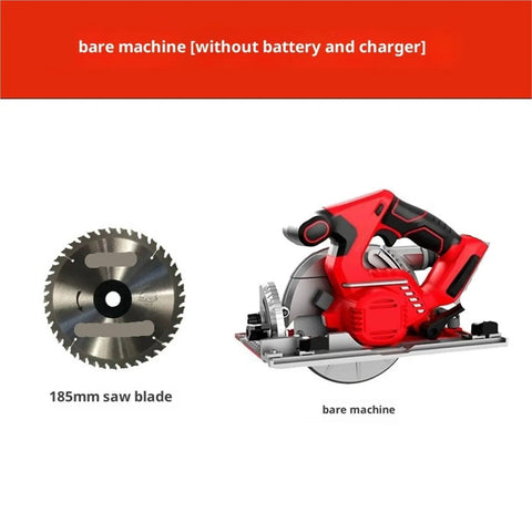 Heavy Duty Cordless Circular Saw With A Rock Solid Brushless Motor For Precise Wood And Stone Cutting 18 Volt Ready close-up view of cordless saw and 185mm blade.