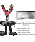 Full Body Climbing Harness CE Certified For Rock Climbing And Caving Adjustable Waist 75 To 120 Cm Leg 50 To 70 Cm Durable Polyester