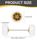 Four Pack One Sixty Fourth Scale Wheels And Tires Set With Real Riders Rims In White With Gold Seven Spoke Design Includes Axles