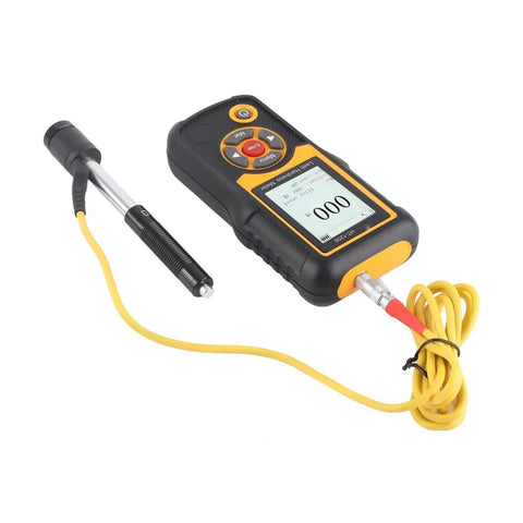 Digital Hardness Tester Multi Scale Durometer Meter With Bright TFT Screen For Dead On Plastic And Rubber Testing, showing LCD display and probe.