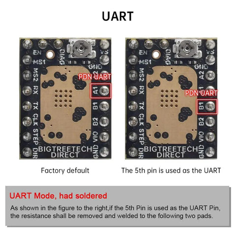 TMC2209 V1.3 UART Stepper Driver Module Uber Quiet for 3D Printers with StealthChop2 showing pin configurations.