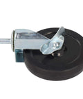 Workhorse Self Leveling 5 Inch Spring Loaded Gate Wheel Caster with black rubber wheel and metal bracket for smooth driveway use.