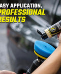 Applying car scratch remover kit for scratches and swirls with drill attachment and polishing pad for paint correction