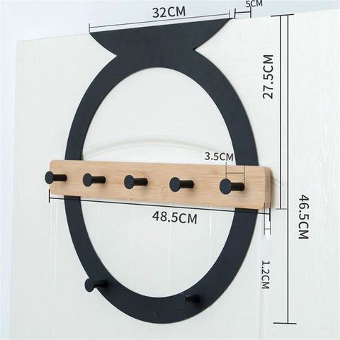 Heavy Duty Door Hanging Coat Rack And Wall Mounted Hooks For Mudroom Setup Zero Hassle Installation with five hooks and dimensions.
