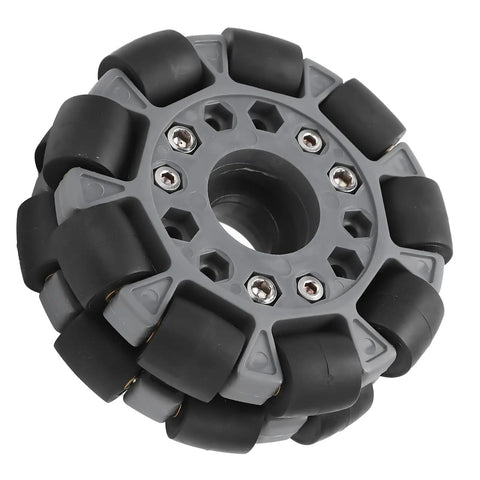 100mm Double Plastic Omnidirectional Wheel for Robots, 360 Degree Movement with Rubber Rollers, Durable Nylon Body, Brass Bearings