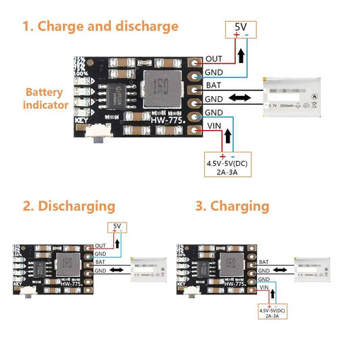 8 Pack 2A 5V Charge Discharge Integrated Module for 18650 Li Ion Batteries with Protection Boost Power Supply and Battery Level Indicator