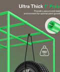 Beefed Up Pro Grow Tent 2.7x2.7 for Indoor Plants with 1 inch poles supporting 150 lbs, shown in green frame.