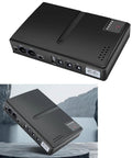 Rock Solid 18W DC UPS Power Backup Keeps Your Gear Online When The Grid Drops For Routers And PoE Cameras With 5v 9v 12v Usb Ports, compact black unit.