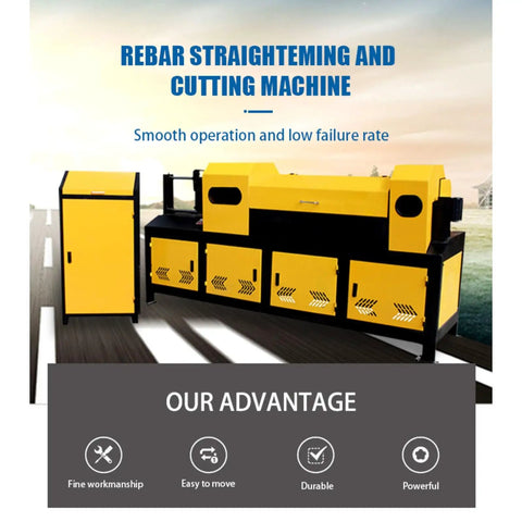 Heavy Duty Automatic Rebar Straightening And Cutting Machine Hydraulic Steel Bar Processor 4-14Mm displayed on a road, showcasing features.