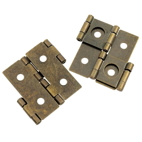Heavy Duty Bronze Double Action Hinges Eight Pack With Mounting Screws Top Shelf Iron, showing two hinges, durable construction.