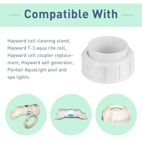 Hayward Salt Cell Union Replacement 2 Inch Fits GLX Cell Union T 3 T 15 Cleaner Coupler For Pool And Spa Pumps
