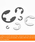 Assorted sizes of External Retaining Rings 30 Pack 5.25mm E Clip Snap Rings Pro Grade Kit for valves and electrical appliances.