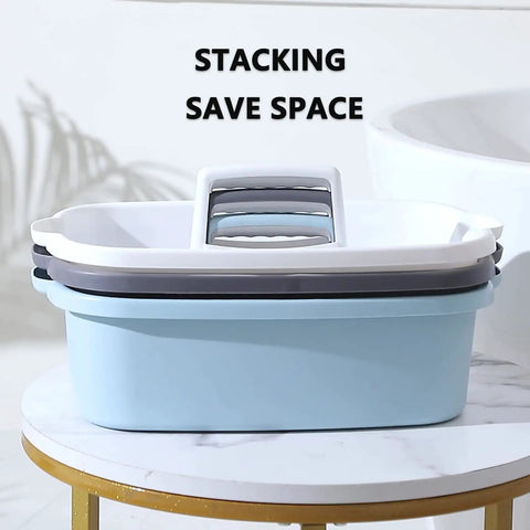 Stacked Must Have Cleaning Caddy Organizer With Handy Handle, Portable Shower Basket For Bathroom Kitchen Dorm, Heavy Duty Plastic Bucket