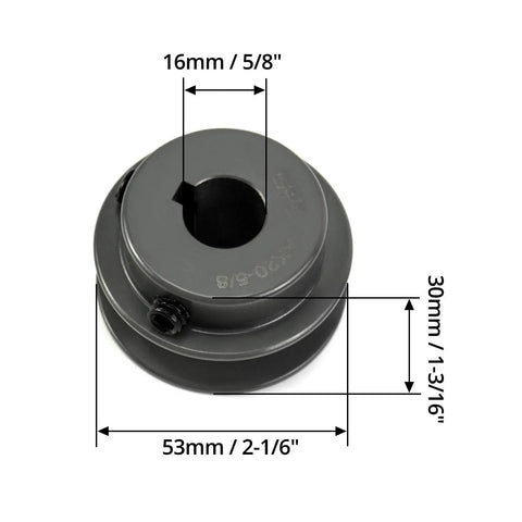 Single Groove V Belt Pulley 2.05 Inch Diameter With Five Eighth Inch Bore Cast Iron For A Belt Section 3L 4L AX V Belt Drives