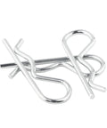 Close-up of zinc-plated 30Pcs Hitch Pin Clips And R Clips Zinc Plated Cotter Pins Kit With 5 Sizes M1.2 M1.5 M2 M2.8 M3 Heavy Duty All In One Pro