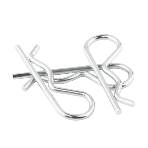 Close-up of zinc-plated 30Pcs Hitch Pin Clips And R Clips Zinc Plated Cotter Pins Kit With 5 Sizes M1.2 M1.5 M2 M2.8 M3 Heavy Duty All In One Pro
