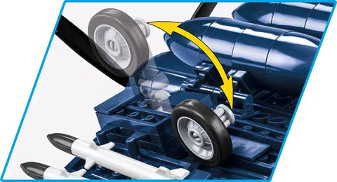 Landing gear detail of Korean War F4U-4 Corsair Aircraft Building Kit With 520 Pieces, 1:32 Scale.