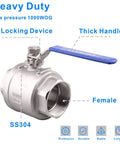 Stainless Steel 304 Ball Valve Full Port Heavy Duty Pro Grade For WOG With Locking Device 3 Inch NPT High Pressure 1000 PSI