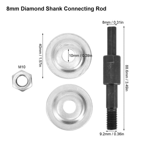 Arbor Shaft Adapter For Drill To Grinder Conversion With 8mm Round Shank Threaded Shaft And Two Washers Included