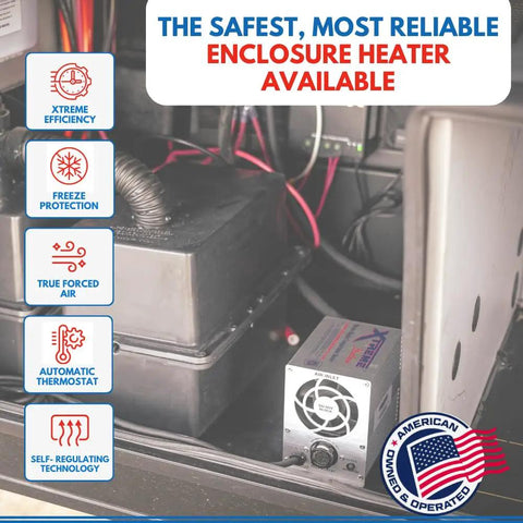 1000W Industrial Enclosure Heater With Dang Solid Forced Air Heating And Real Deal Freeze Protection Keeps Your Gear Toasty And Nips The Cold For Valves And Panels installed inside an equipment enclosure.