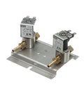 Water Inlet Float Valve Assembly Replacement Part S105987 For Commercial Food Service Equipment Easy Install Pro Grade Durable Valve Unit That Keeps Water Flow Reliable. metal dual valve assembly on mounting plate, brass fittings