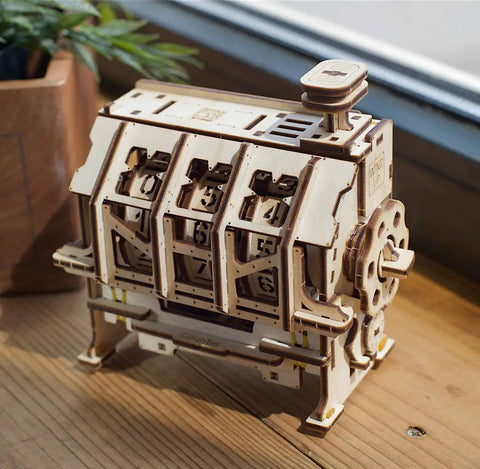 Mechanical Counter Puzzle Kit For STEM Teaching And Engineering Hands On Play Three Gear Cylinders With 0 To 9 Digits Geneva Drive Records 1 To 999 wooden desk counter