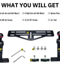 Beefy Dual Handle Underwater Camera Tray Bracket with arms, bottom plate, screws, and tools for stable shots on various housings